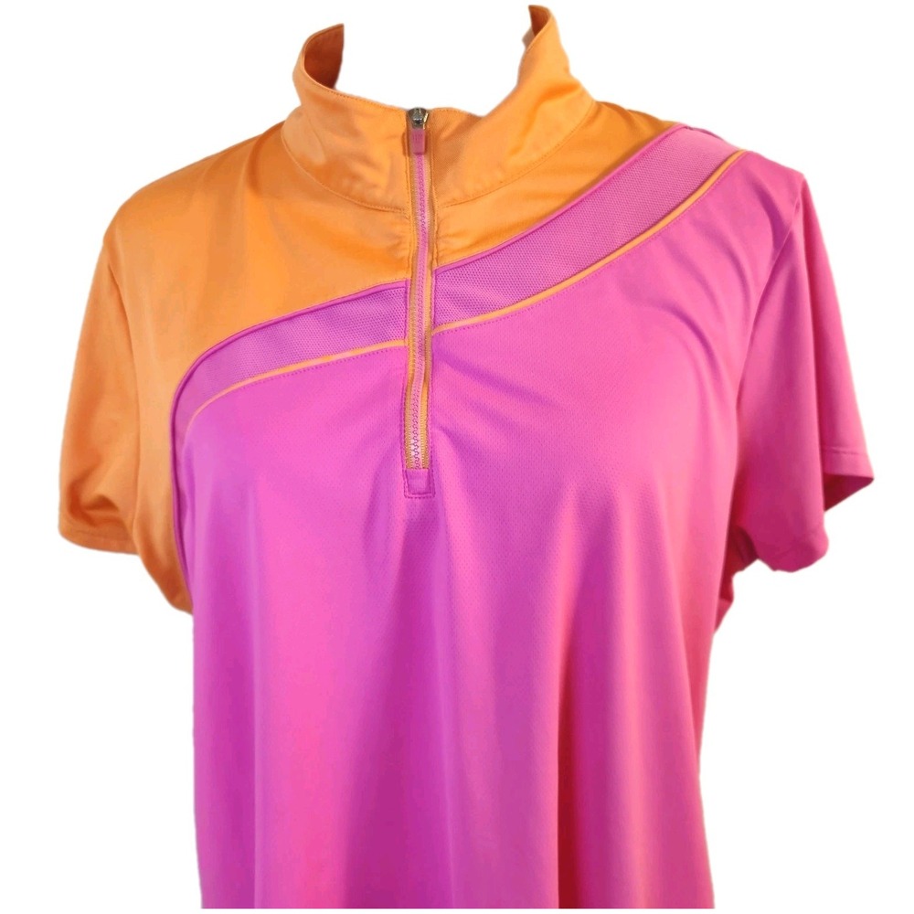 EP New York Womens 1/4 Zip Golf Polo Sz 2XL Pink Orange Mock Neck Colorblock Top